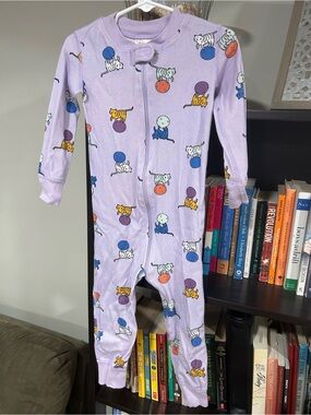 Hanna Andersson Lilac Cat Print Zip One-Piece